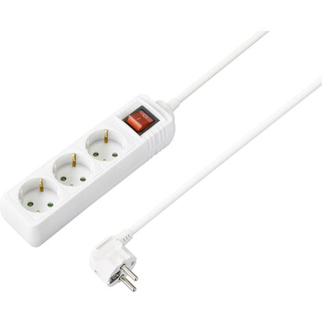 Sygonix SY-4890986 Steckdosenleiste mit Schalter 3fach Weiß Schutzkontakt 1 St.