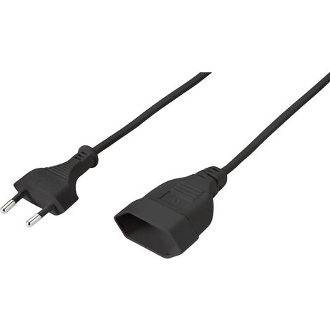 Sygonix SY-5044230 Strom Verlängerungskabel   Schwarz 0.20 m H03VVH2-F 2X 0,75 mm²