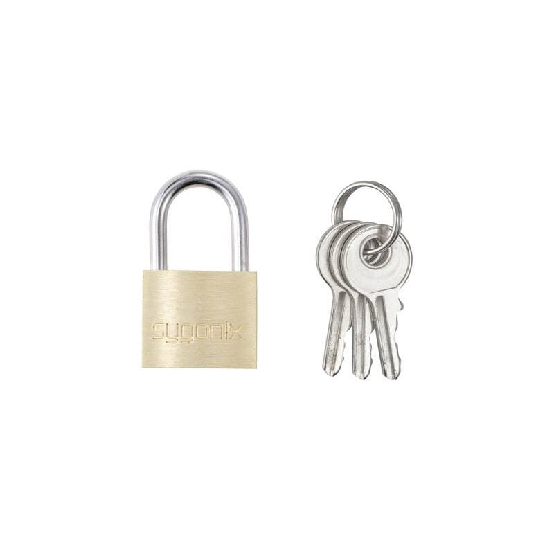 Sygonix - SY-5045280 cadenas 19.7 mm fermeture différente or-jaune avec serrure à clé