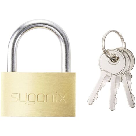 SYGONIX SY-5045284 CADENAS 39.8 MM FERMETURE DIFFÉRENTE OR-JAUNE AVEC SERRURE À CLÉ