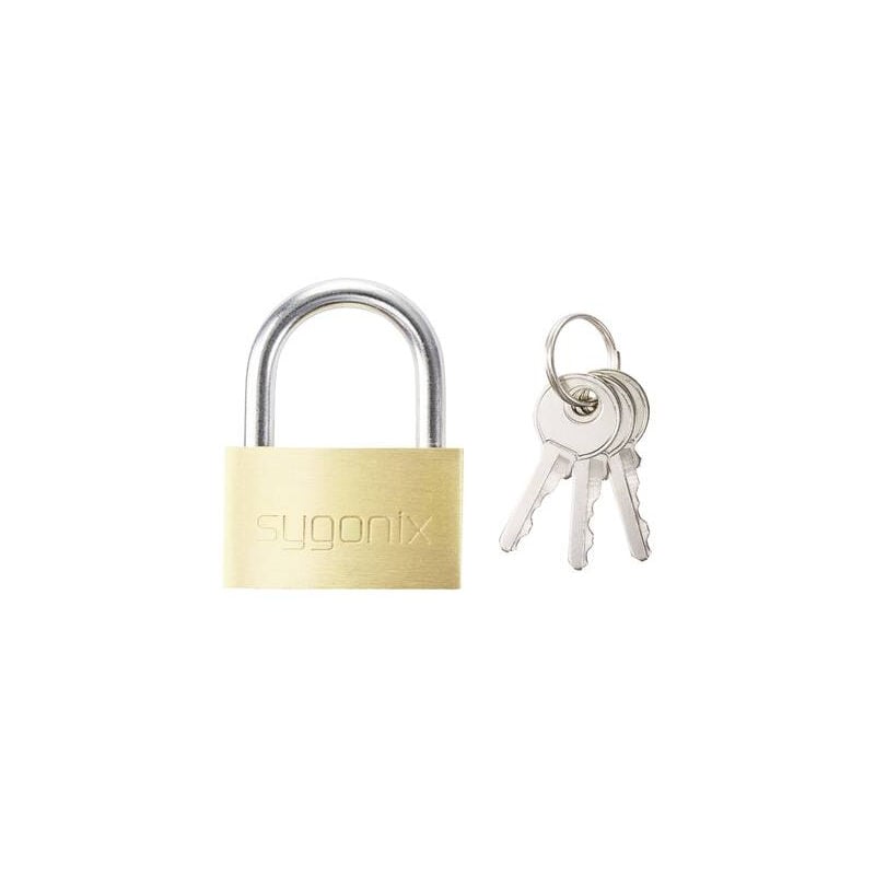 Sygonix - SY-5045284 cadenas 39.8 mm fermeture différente or-jaune avec serrure à clé