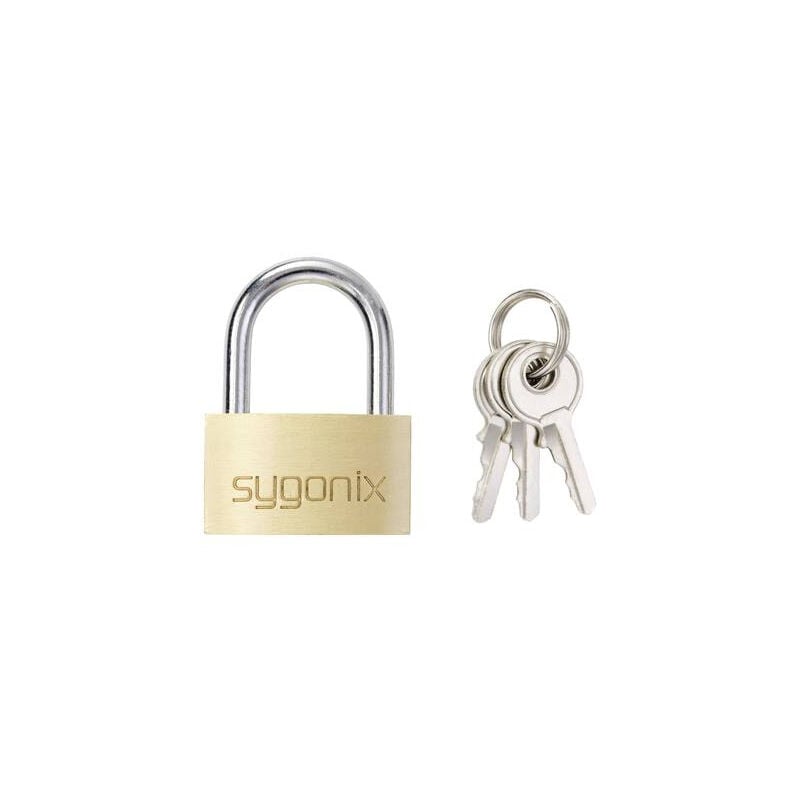 Sygonix - SY-5045288 cadenas 29.8 mm fermeture différente or-jaune avec serrure à clé