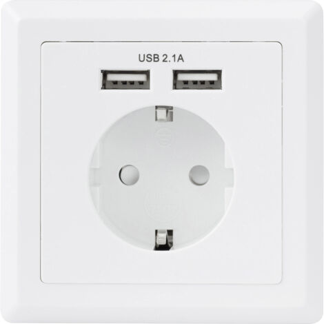 Sygonix SY-5045294  Einbau-Steckdose  erhöhter Berührungsschutz, mit USB-Ladeausgang IP20 Weiß