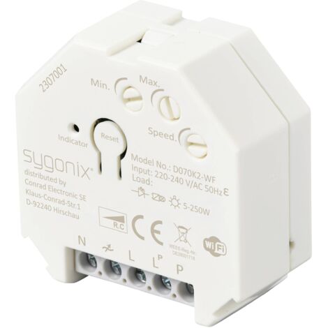 Sygonix SY-5775566 Variateur encastré Adapté pour ampoule: Lampe LED, Ampoule électrique, Lampe halogène blanc C644622