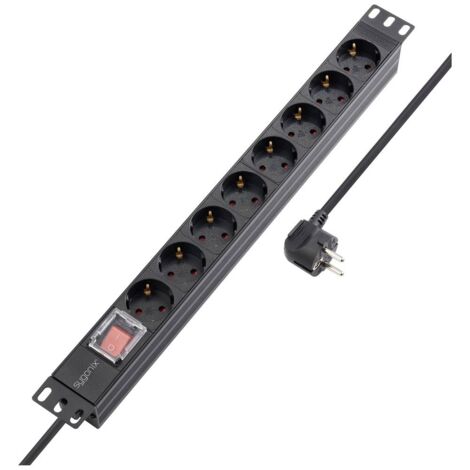 Sygonix SY-5799002 Multipresa per rack 19 8 scomparti Nero Schuko 1 pz.