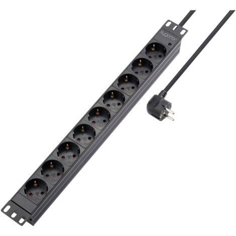 Sygonix SY-5799004 Steckdosenleiste 19 Zoll 9fach Schwarz Schutzkontakt 1 St.