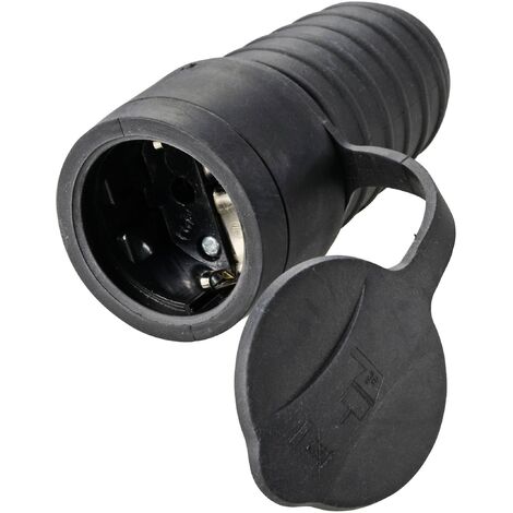 Sygonix SY-5806882 Fiche électrique femelle avec terre caoutchouc 250 V/AC noir IP44 R721192