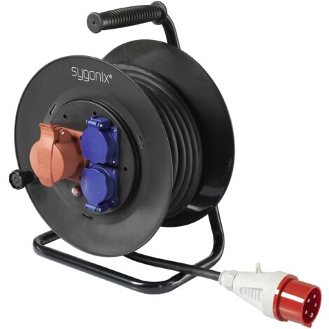 Sygonix SY-5806894 Enrouleur de câble 25 m noir mâle CEE 16 A 5 pôles R721142