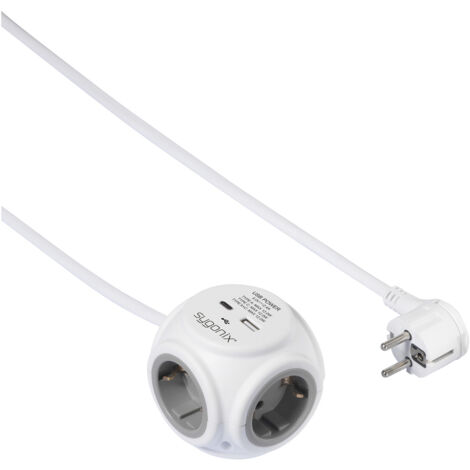 Sygonix SY-5827192 Steckdosenwürfel 3fach Weiß, Grau Schutzkontakt 1 St.