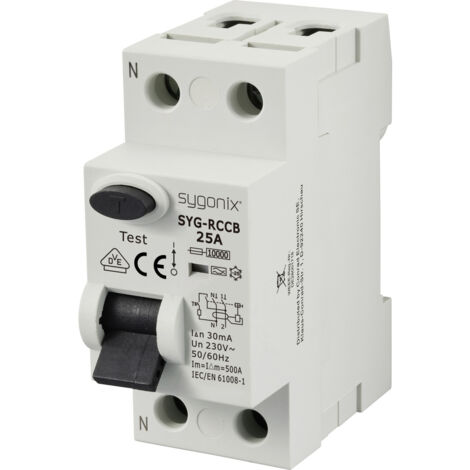 Sygonix SY-6438014 SYG-RCCB 1P+N/A25/10kA/30mA Fehlerstrom-Schutzschalter  A   2polig 25 A 0.03 A 23