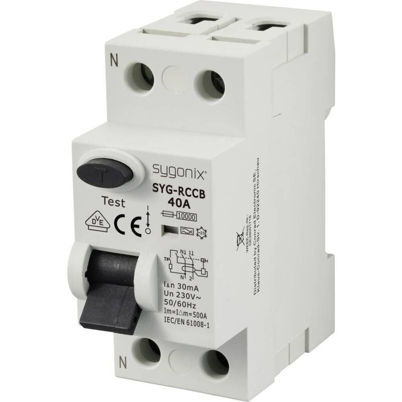 Sygonix - SY-6438016 syg-rccb 1P+N/A40/10kA/30mA Interrupteur différentiel à courant résiduel a 2 pôles 40 a 0.03 a 230 v