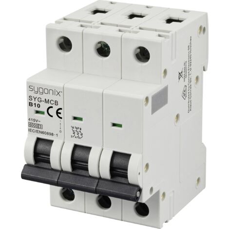 Sygonix SY-6440990 SYG-MCB 3P/B10/6KA Disjoncteur 3 pôles 10 A 415 V/AC A571033