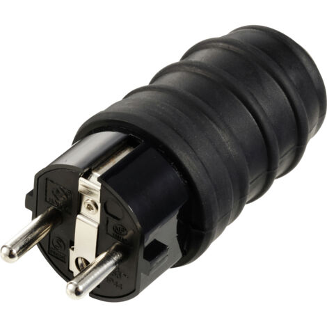 Sygonix SY-6618468 Schutzkontaktstecker TPE  250 V/AC Schwarz IP44