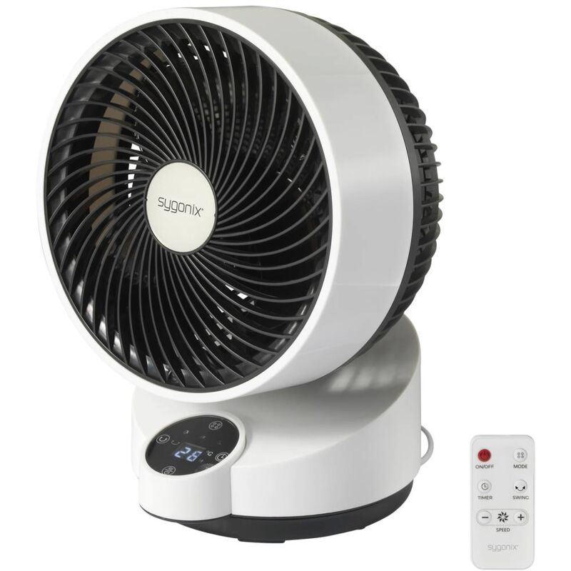 Sygonix - Ventilateur de table 50 w (ø x h) 250 mm x 318 mm noir, blanc