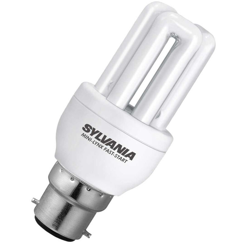 Image of Cfl Fast Start Tubular 8W BC-B22d Mini-Lynx (40W Equivalent) 2700K Warm White Frosted 450lm bc Bayonet B22 Energy Saving Helix Spiral T2 Compact