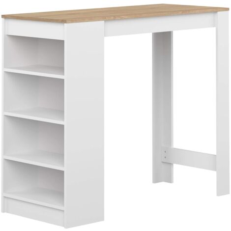 Symbiosis Aravis Tavolo da bar, bianco e rovere naturale 115x50x102,7 cm