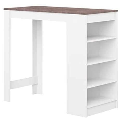 Symbiosis Aravis Tavolo da bar, bianco ed effetto cemento 115x50x102,7 cm