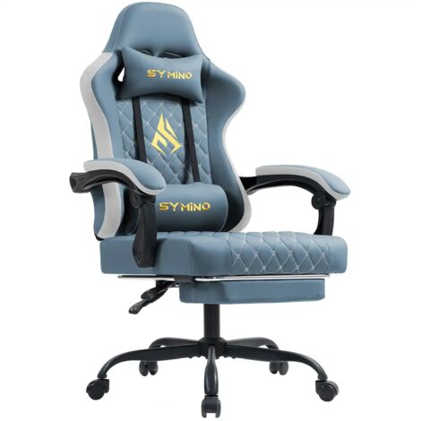 Symino Chaise de Gamer Ergonomique, Chaise Gaming avec Soutien Lombaire Repose-Pieds, Fauteuil de Bureau réglable et pivotant capacité de Charge 150 kg, Cuir PU