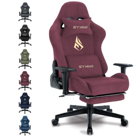 Symino Gaming Stuhl, Atmungsaktiver Bürostuhl aus Hochwertigem Stoff, So Weich Wie Pelz, Ergonomischer PC-Stuhl, Verstellbarer und Drehbarer Schreibtischstuhl mit Fußstütze
