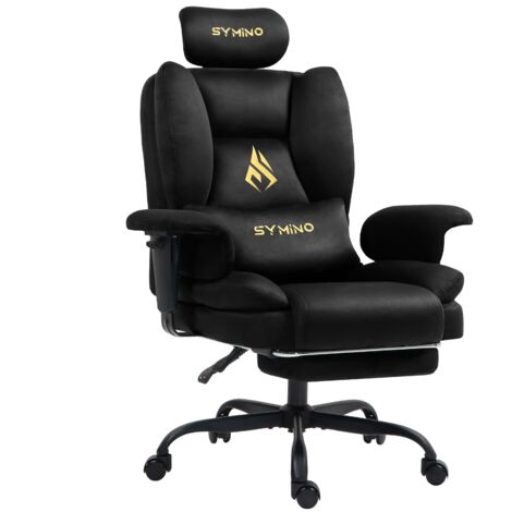 Symino Gaming Stuhl Chefsessel Bürostuhl Ergonomisch, Wildlederimitat Sofa-ähnliches Schreibtischstuhl mit Fußstütze Höhenverstellbarer Office Chair Computerstuhl 131kg