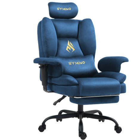 Symino Gaming Stuhl Chefsessel Bürostuhl Ergonomisch, Wildlederimitat Sofa-ähnliches Schreibtischstuhl mit Fußstütze Höhenverstellbarer Office Chair Computerstuhl 132kg