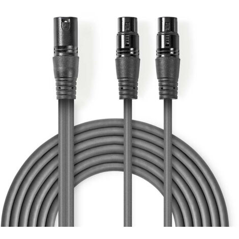Symmetrisches audiokabel xlr 3 pin stecker 2x xlr 3 pin buchse vernickelt 150 m rund pvc dunkelgrau papphulle