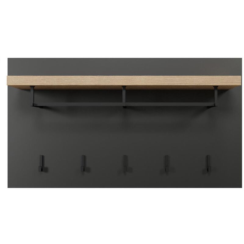 Synnax penderie murale 1 tablette, barre de suspension, 5 crochets pour vêtements gris,chêne décor.