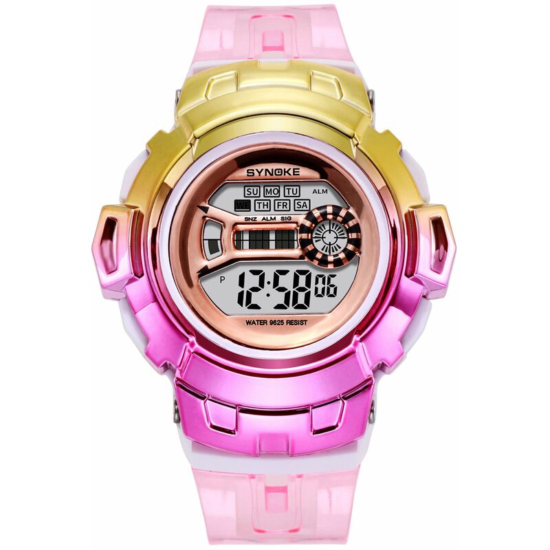 

Reloj digital con retroiluminacion LED de 7 colores 30M Resistente al agua Relojes deportivos para estudiantes Hora Semana Fecha Pantalla Cronometro