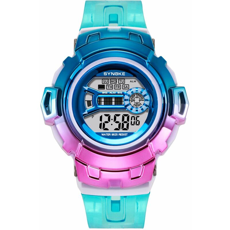 

Reloj digital con retroiluminacion LED de 7 colores 30M Resistente al agua Relojes deportivos para estudiantes Hora Semana Fecha Pantalla Cronometro