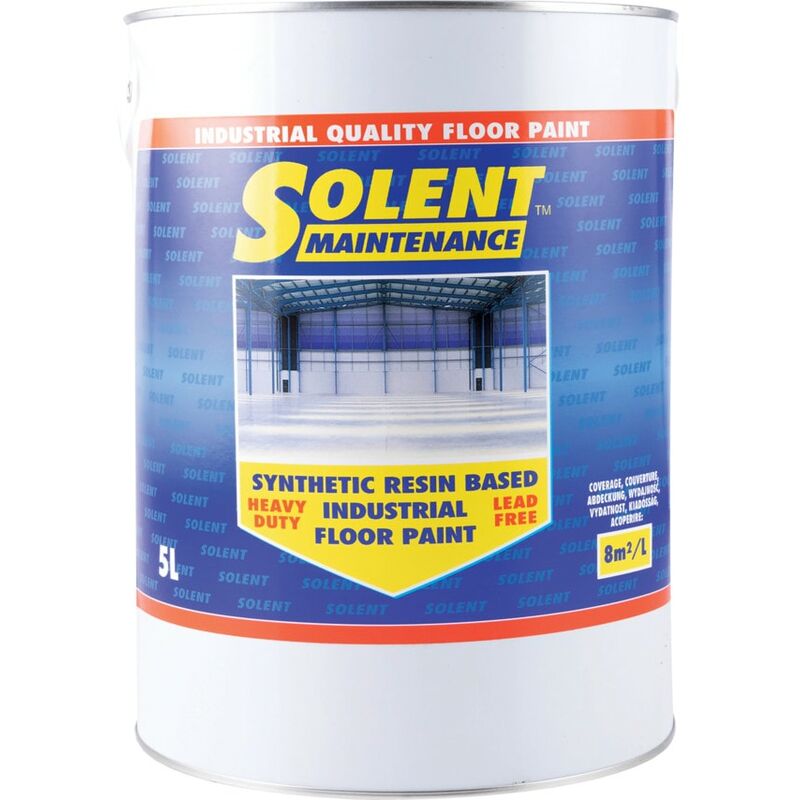 Solent Maintenance - Synthetic Resin Based Industrial Dark Grey Floor Paint - 5LTR - Grey