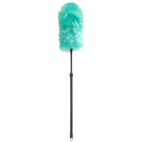 Synthetic Static Duster with Extendable Pole, Turquoise/Grey