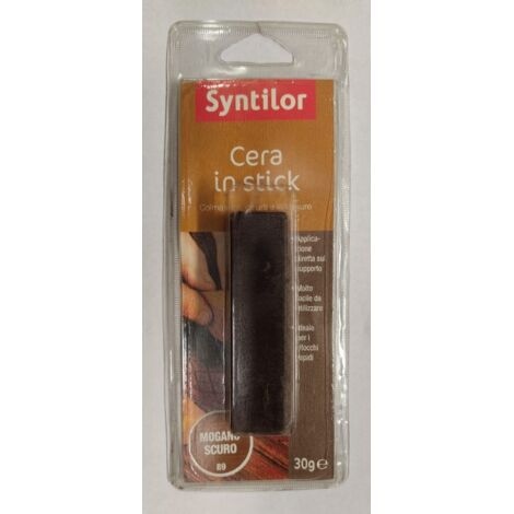 SYNTILOR - CERA SOLIDA IN STICK 30gr - PER RITOCCO LEGNO - COLORE MOGANO SCURO 89