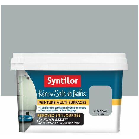 SYNTILOR Peinture salle de bains Rénov'salle de bains gris galet satiné 0.5 l