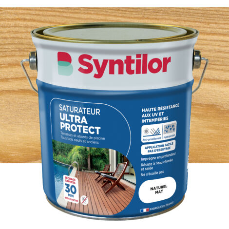 Syntilor – Saturateur Ultra Protect 2,5L – Aspect mat – Hydrofuge et anti-UV – Rendement 30 m² – Pour bois dur et teck