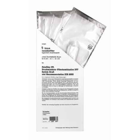 SYR 5x Gewebefilter 2000 95µm Filtergewebe für Feinfilter FF /FF+ und DFF / DFF+ 2000.25.900