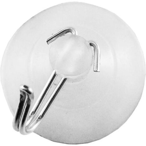 SYSFIX ventosa con gancho 45 , Ventosa con gancho transparente 45 mm Ideal para pegar en superficies suaves Gancho de acero Sostiene los objetos de pequeño tamaño de ma