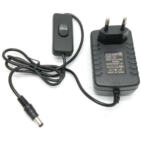 Sysled – Alimentation 12V 2A avec interrupteur – Transformateur pour lumières LED – Tension stable et courant régulé – Certification CE