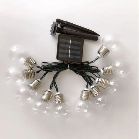 Sysled – Guirlande solaire LED 10 mètres blanc chaud étanche IP65 – Panneau solaire intégré – Détecteur de lumière automatique