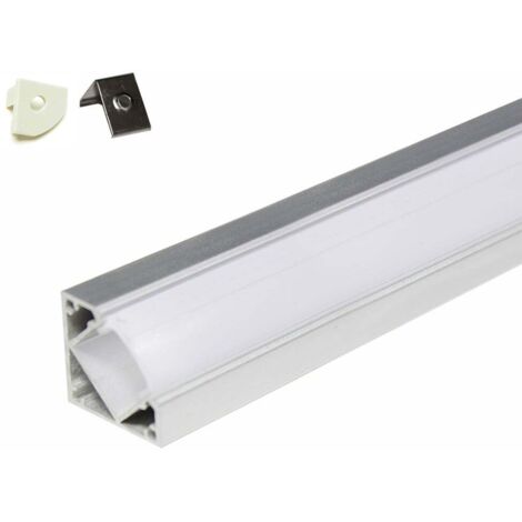 Sysled – Profilé aluminium d'angle 45° pour ruban LED 12V – Longueur 5 mètres – Diffuseur opaque pour lumière homogène