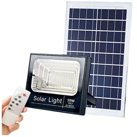 Sysled – Projecteur solaire LED extra plat blanc froid 10W – IP65 étanche – Angle de diffusion 120° – Autonomie 10h après 8h de charge