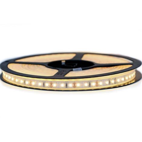 Sysled – Ruban LED 3014 blanc chaud 5m étanche IP67 – 120 leds/m – 12W/m – 1560 lumens/m – Installation facile pour intérieur et extérieur