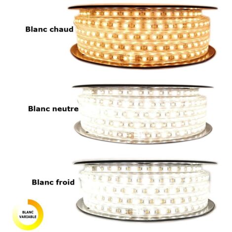 Sysled – Ruban LED CCT 2835 120 LED/m – Multi blanc 2700K à 6500K – Longueur 25 mètres – IP68 pour extérieur et intérieur