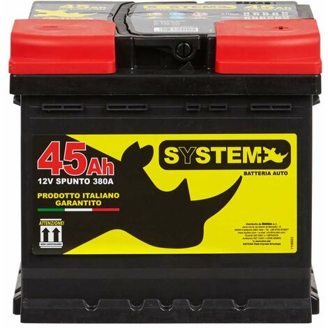 System+ Batteria Auto 45Ah 380A 12V - Tecnologia Acido Libero