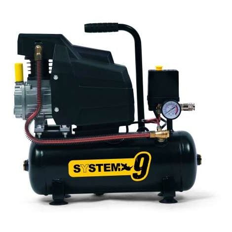 System+ Compressore con Serbatoio - Nero/Giallo - 9Lt