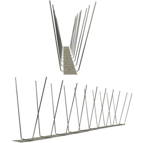 Système anti-pigeons en acier inoxydable V2A - 5 mètres (10 x 0,5m) de picots doubles rangées
