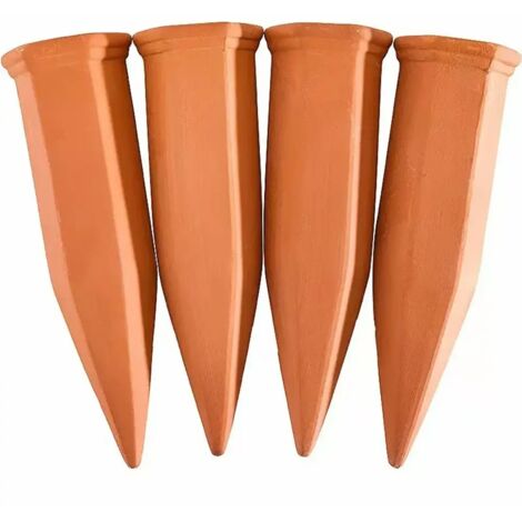 Système arrosage automatique goutte à goutte cône irrigation céramique terre cuite outil jardin plante pot régulateur eau vacances lot 4 pièces Orange