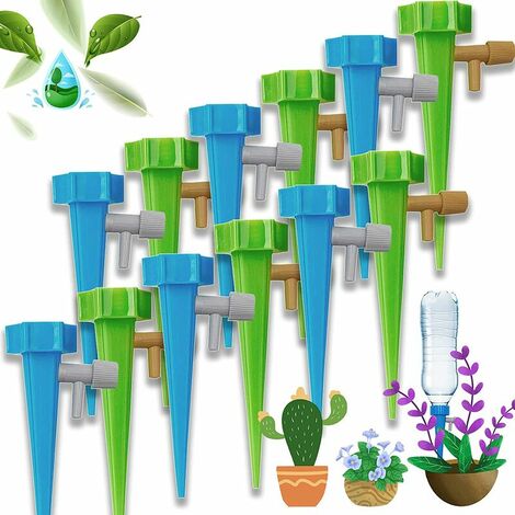 Systeme Arrosage Goutte Goutte 12 pièces Irrigation Goutte Goutte Kit Plante d'irrigation Cône pour Arrosage Bouteille dans Jardin, Balcon, Vacances, Intérieur et Extérieur