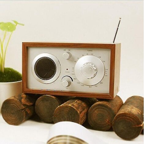 Système audio tout-en-un avec radio FM numérique - Radio multifonctions rétro en bois - Noyer
