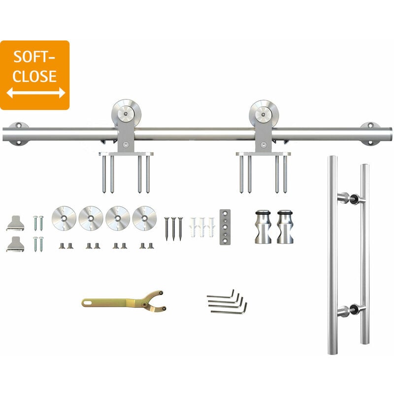 Système coulissant en inox pour porte coulissante intérieure, 2000 mm, avec système Softclose