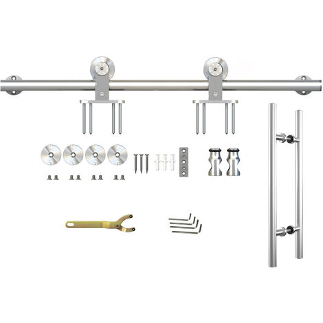 Schulte – Système coulissant en inox pour porte coulissante intérieure 2000 mm – Capacité de charge 60 kg – Épaisseur de porte 30 à 40 mm
